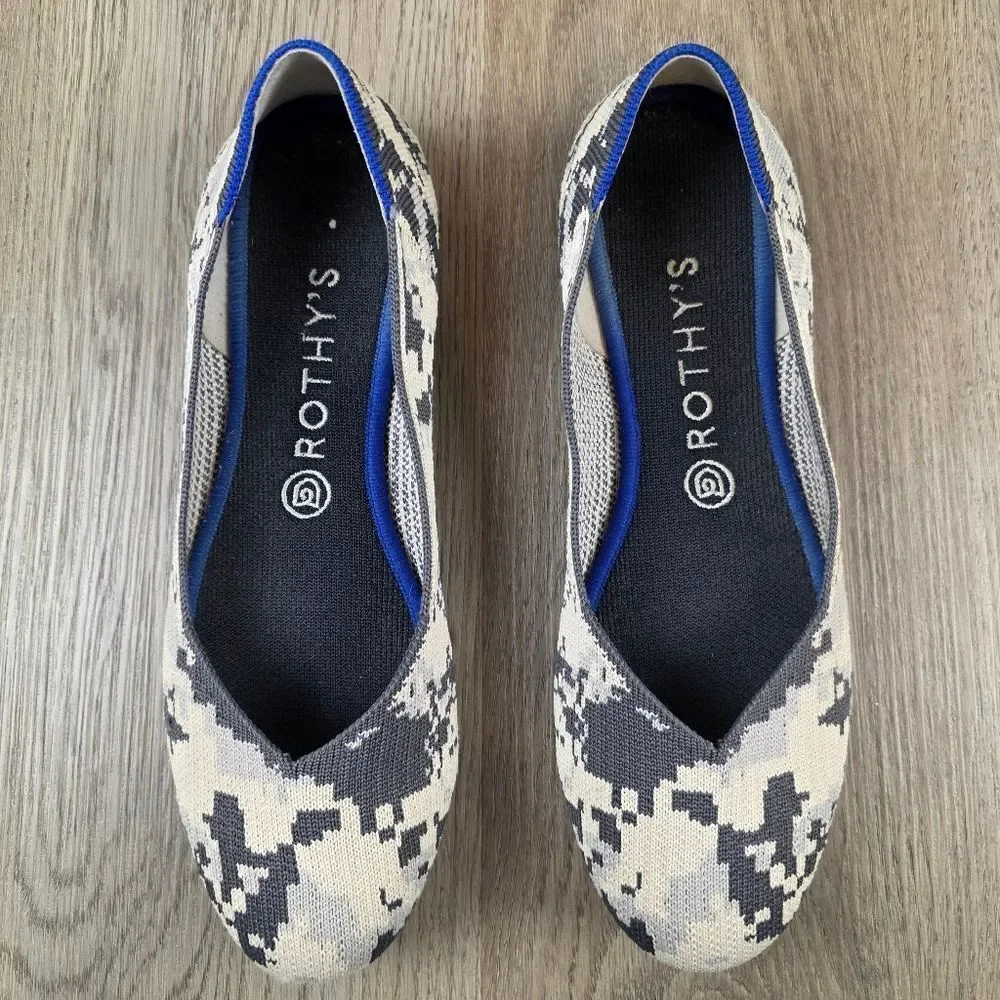 Rothy's Round Ash Gray Camo Flats Size 9